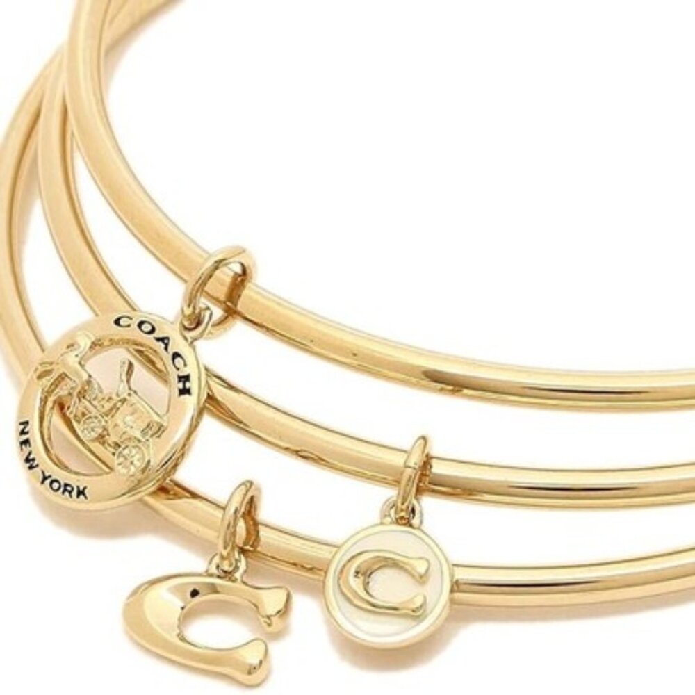 COACH Horse and Carriage Trio Charm Bangle Bracelets NWT